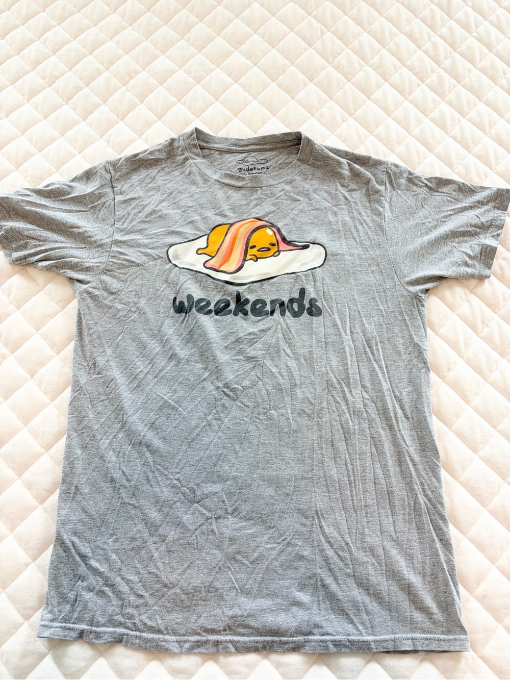 Gudetama 'Weekends' Grey Graphic Tee